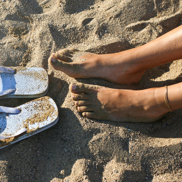Sun-tanned, dry feet